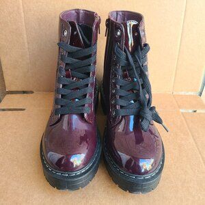 TRUE CRAFT Korri Women’s Faux Leather Combat Boots Wine Size 6M